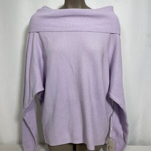 Cyrus Orchid Purple Waffle Knit Off The Shoulder Sweater Women's LARGE NWT